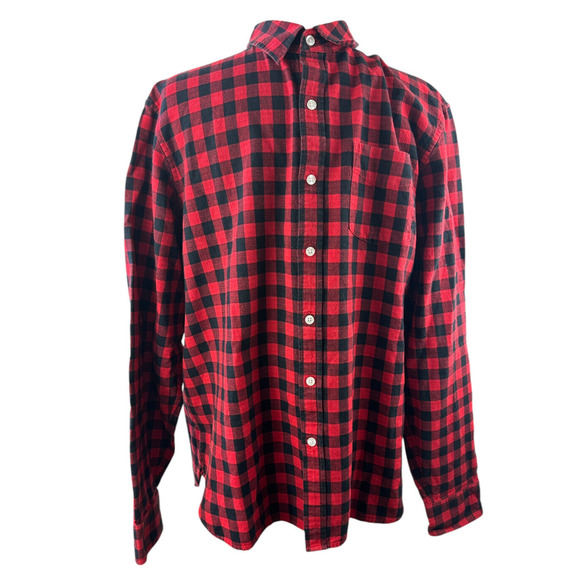 LL Bean Signature Buffalo Plaid Shirt Red Black Button Slim Fit Top Mens Large - Picture 7 of 10